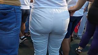 Massive ass milfs in tight white pants