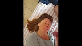 Chubby Wife PAWG fucked , moaning with her vibrator, then facial
