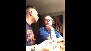 My hot wife pregnant wife shows tits while smoking