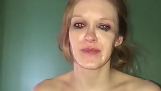 DEGRADED WHORE WIFE HUMILIATING HERSELF WITH CUM