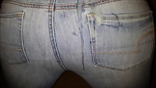 Cumshot on Milf's American Eagle jeans